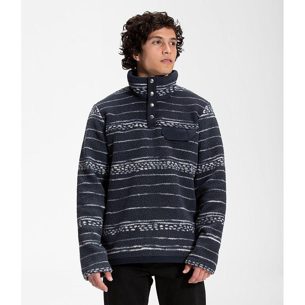 The North Face Printed Cragmont ¼ Snap Ανδρικα Pullover - Σκουρο Μπλε (CJMZ78046)